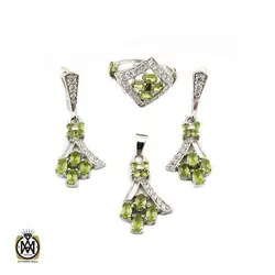 سرویس زبرجد زنانه خوش رنگ و معدنی طرح سها - کد 7382