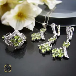 سرویس زبرجد زنانه خوش رنگ و معدنی طرح سها - کد 7382