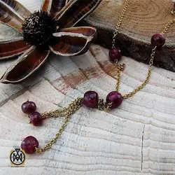 گردنبند یاقوت سرخ رنگ طرح هنگامه زنانه - کد 3424