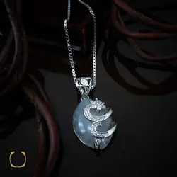 گردنبند عقیق سفید اصل زنانه طرح حلما - 3404