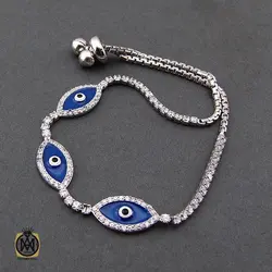 دستبند نقره طرح چشم زخم زنانه - کد 1072