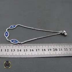 دستبند نقره طرح چشم زخم زنانه - کد 1072