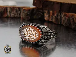 انگشتر عقیق یمن با حکاکی یا سید الشهدا صرح صفوی مردانه - کد 10718