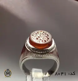 انگشتر عقیق یمن یا ابا جعفر محمد بن علی هنر دست استاد حیدر مردانه - کد 8041
