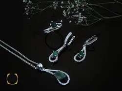 سرویس زمرد زنانه اصل و معدنی طرح سایان - کد 7108