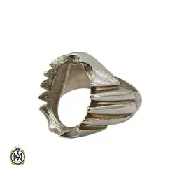 رکاب تک نقره مردانه درشت دست ساز دور چنگ - کد 11343