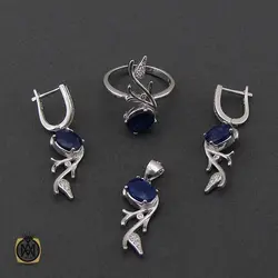 سرویس نقره یاقوت کبود اصل طرح پرنیا زنانه - کد 7176