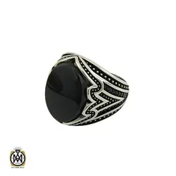 انگشتر عقیق مشکی مردانه - کد 10376