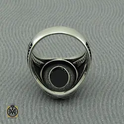 انگشتر عقیق مشکی مردانه - کد 10376