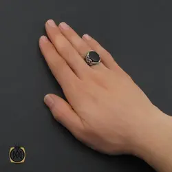 انگشتر عقیق مشکی مردانه - کد 10376