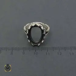 رکاب تک نقره طرح دور چنگ دوشاخ مردانه - کد 11302