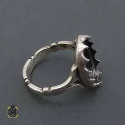 رکاب تک نقره طرح دور چنگ دوشاخ مردانه - کد 11302