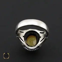 انگشتر عقیق زرد با حکاکی شرف الشمس مردانه – کد 8826