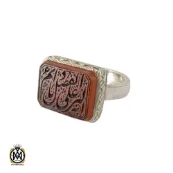 انگشتر عقیق یمن با حکاکی یا دائم الفضل علی بریه مردانه - کد 10186