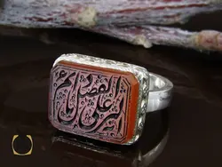 انگشتر عقیق یمن با حکاکی یا دائم الفضل علی بریه مردانه - کد 10186