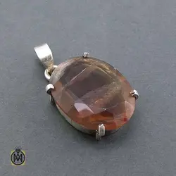 مدال نقره دست ساز با سنگ کوارتز - کد3492