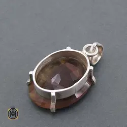 مدال نقره دست ساز با سنگ کوارتز - کد3492