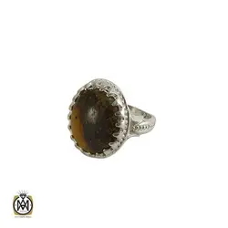انگشتر کهربا بولونی لهستان مردانه اصل و معدنی - کد 8048