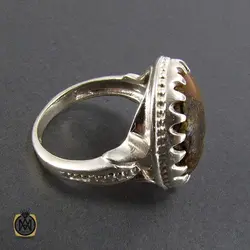 انگشتر کهربا بولونی لهستان مردانه اصل و معدنی - کد 8048