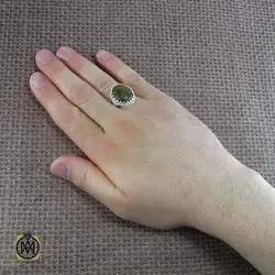 انگشتر کهربا بولونی لهستان مردانه اصل و معدنی - کد 8048