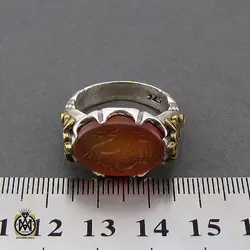 انگشتر عقیق یمن با حکاکی یا قالع باب الخیبر مردانه - کد 10493