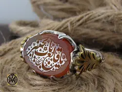 انگشتر عقیق یمن با حکاکی یا قالع باب الخیبر مردانه - کد 10493