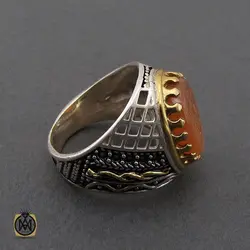 انگشتر عقیق یمن با حکاکی یا کریم العفو مردانه - کد 10491
