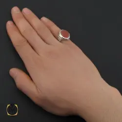 انگشتر عقیق یمن با حکاکی یا باقر علم النبی مردانه - کد 10699