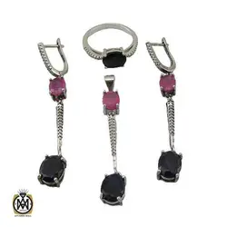سرویس یاقوت سرخ و کبود زنانه طرح شادی - کد 7006