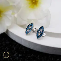 گوشواره نقره زنانه میکرو طرح چشم زخم - 5074