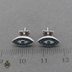 گوشواره نقره زنانه میکرو طرح چشم زخم - 5074