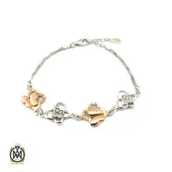 دستبند نقره طرح پروانه زنانه - کد 1110