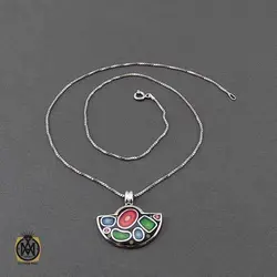 نیم ست نقره مینا کاری زنانه طرح آیسان - کد 7321