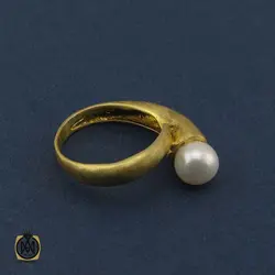 انگشتر مروارید زنانه پرورشی اصل طرح آیناز - کد 2148