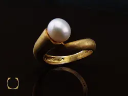 انگشتر مروارید زنانه پرورشی اصل طرح آیناز - کد 2148