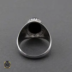 انگشتر عقیق مشکی مردانه - کد 10164