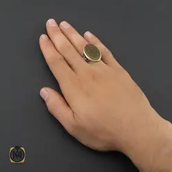 انگشتر عقیق با حکاکی ذکر صلوات مردانه - کد 8870