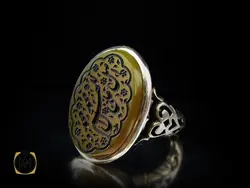 انگشتر عقیق با حکاکی ذکر صلوات مردانه - کد 8870