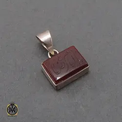 مدال عقیق قرمز با حکاکی یا امام رضا طرح اسپرت - کد 3273