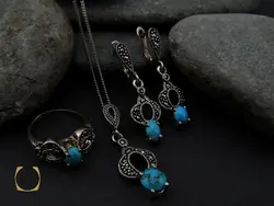 سرویس فیروزه نیشابور و مارکازیت طرح نیلا زنانه -کد 7213