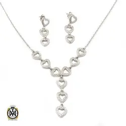 سرویس نقره پرنگین زنانه طرح قلب - کد 7329