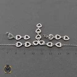 سرویس نقره پرنگین زنانه طرح قلب - کد 7329