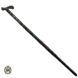عصا آبنوس مرصع کاری شده با مالاکیت و لاجورد اصل - کد 6015