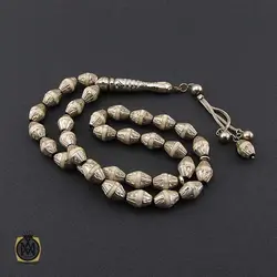 تسبیح 33 دانه یسر سوپر مرصع به عاج فیل و نقره - کد 4378