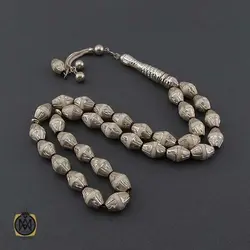 تسبیح 33 دانه یسر سوپر مرصع به عاج فیل و نقره - کد 4378