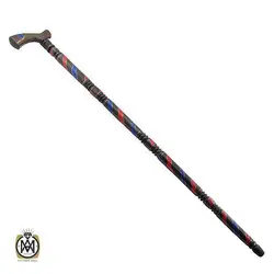 عصا آبنوس مرصع کاری شده با لاجورد و مرجان اصل - کد 6016