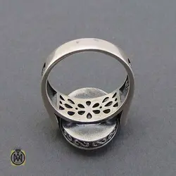 انگشتر عقیق سیاه اصل مردانه طرح حسام - کد 11278