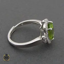 انگشتر نقره زنانه زبرجد طرح جوانه - کد 2197