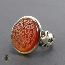 انگشتر عقیق یمن مردانه با حکاکی ذکر صلوات - کد 8083
