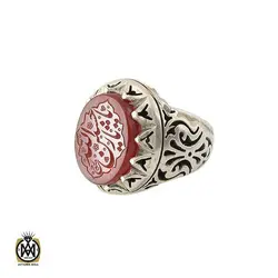 انگشتر مردانه عقیق یمن با حکاکی یا حسین ثارالله استاد حیدر - کد 8603